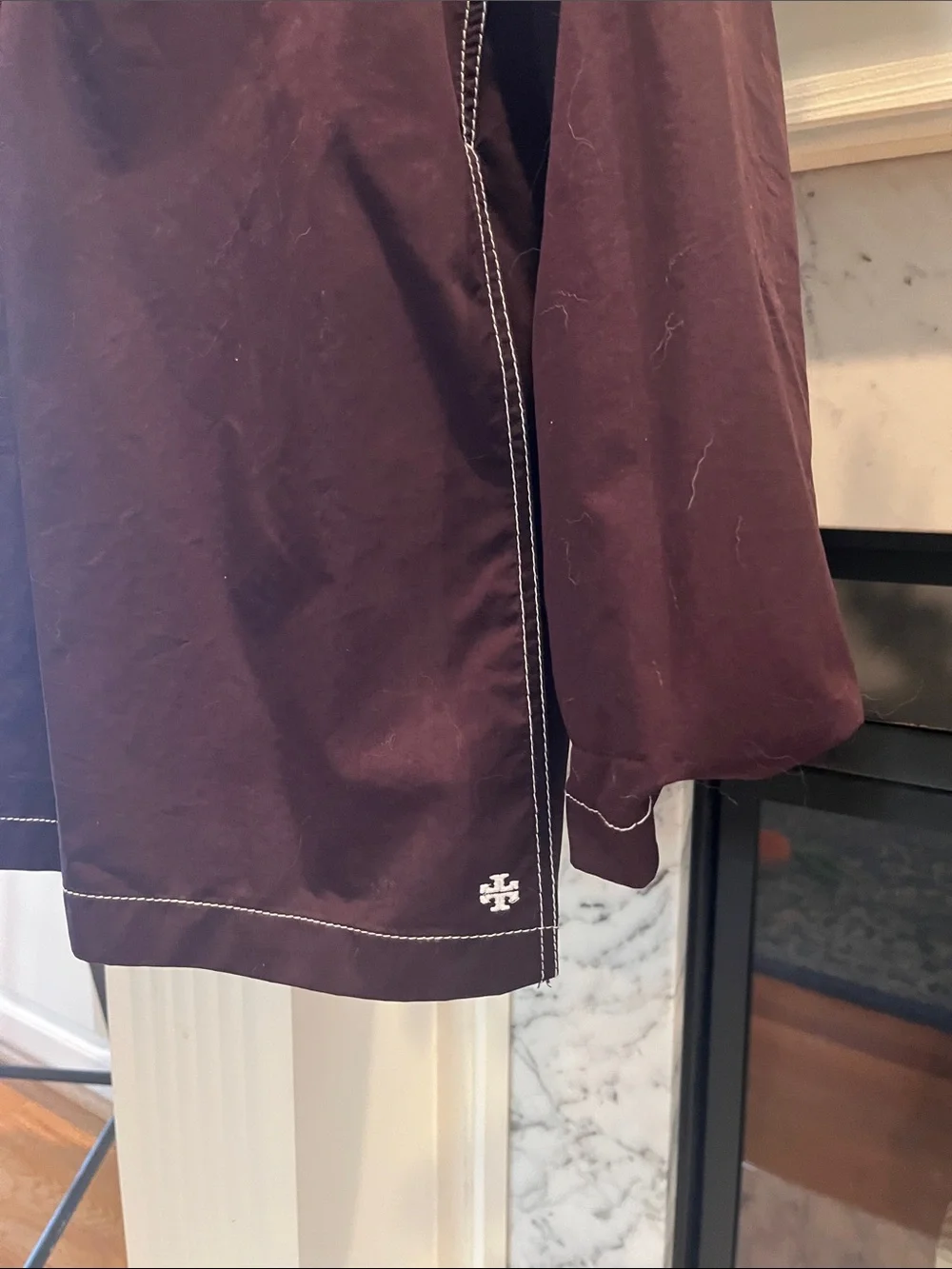 Tory Burch Plum Sailor Pullover with Contrast White Stitching